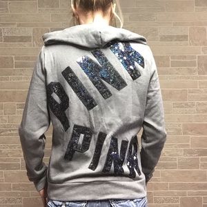 Pink "online exsclusive" Blue sequin hoodie